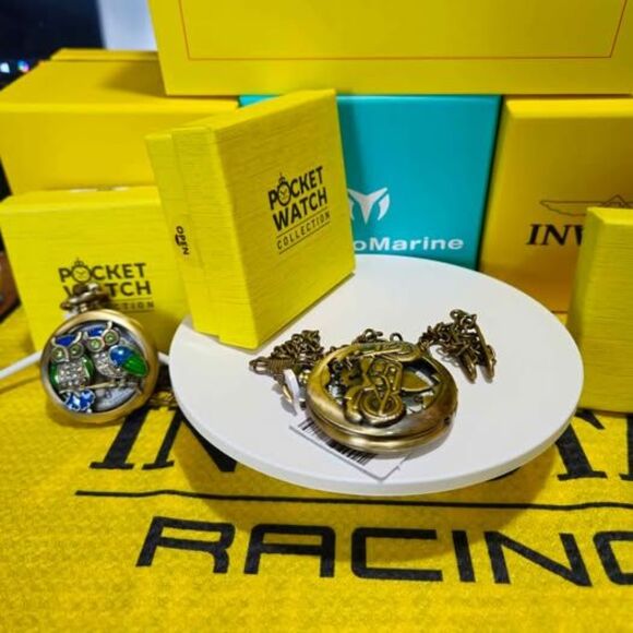 Invicta Pocket Watch – Vintage Motorcycle Design | Collectible Bronze Finish - Picture 3 of 5